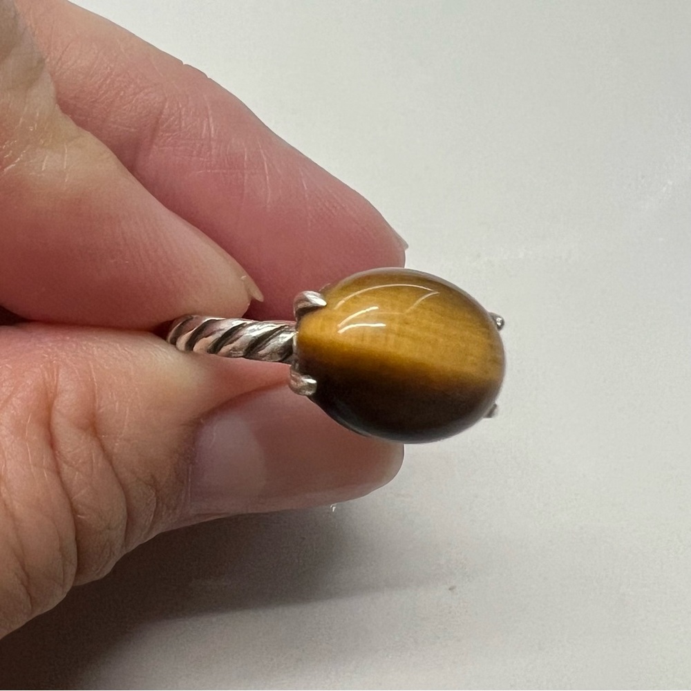 💯Auth DAVID YURMAN Cable Classic Ring With Tiger Eye sz6.5